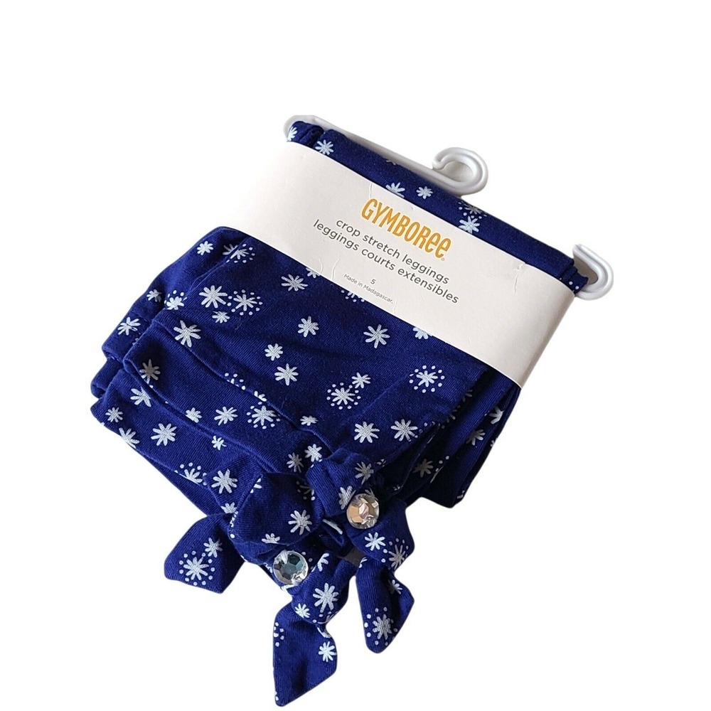 Gymboree Gem Bow Snowflake Leggings Blue Crop Stretch Girls 5 Years NWT